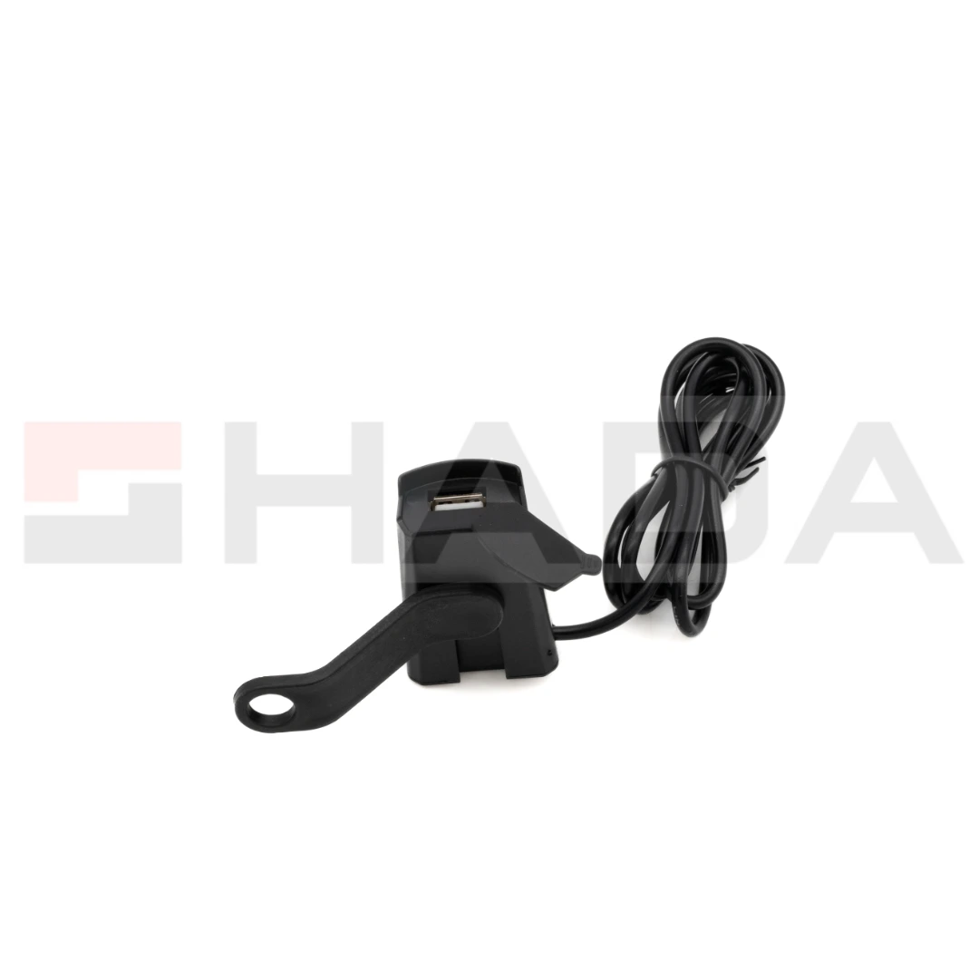 CARGADOR DE CELULAR PARA MOTO CON LUZ INDICADOR, SOPORTE A ESPEJO KIT