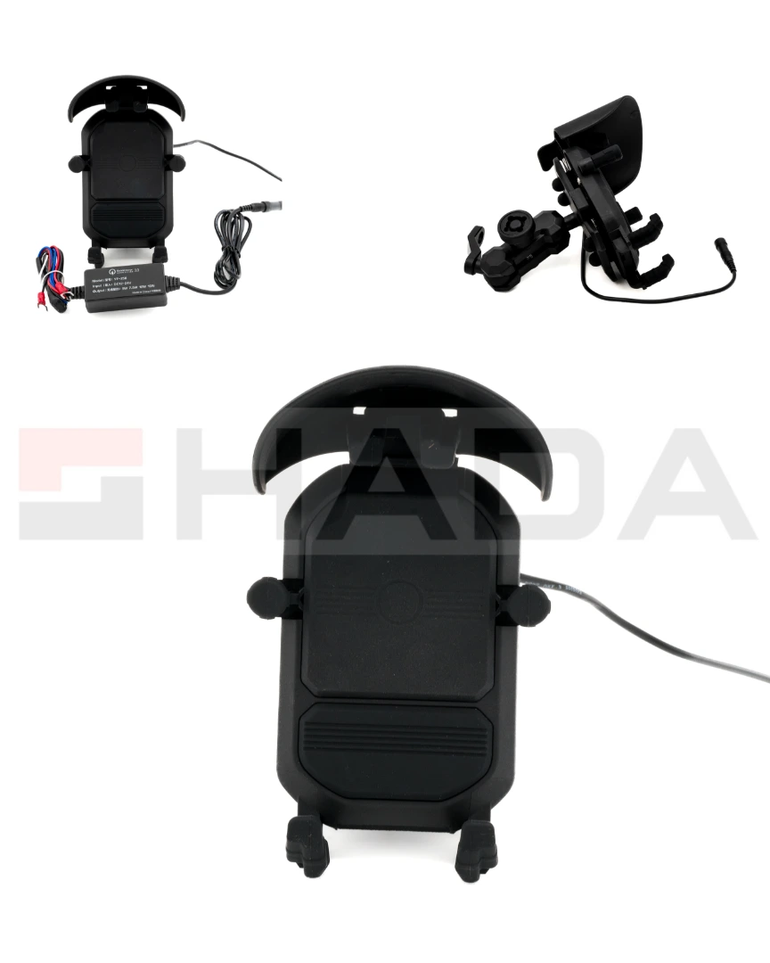 CARGADOR DE CELULAR PARA MOTODE ABS, CARGA INALAMBRICO , CON CARGADA Quick Charge 3.0,  SOPORTE A ESPEJO ( INGRESO: 10-24V,SALIDA : 5W/7.5W/10W/15W), ANTIVIBRADOR