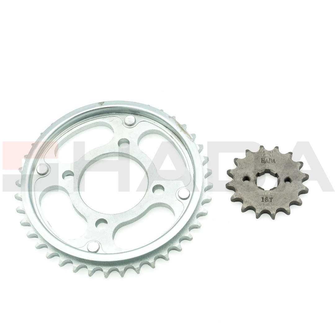 KIT CORONA Y PIÑON HJ 125 428-40T/16T C/PROTECTOR